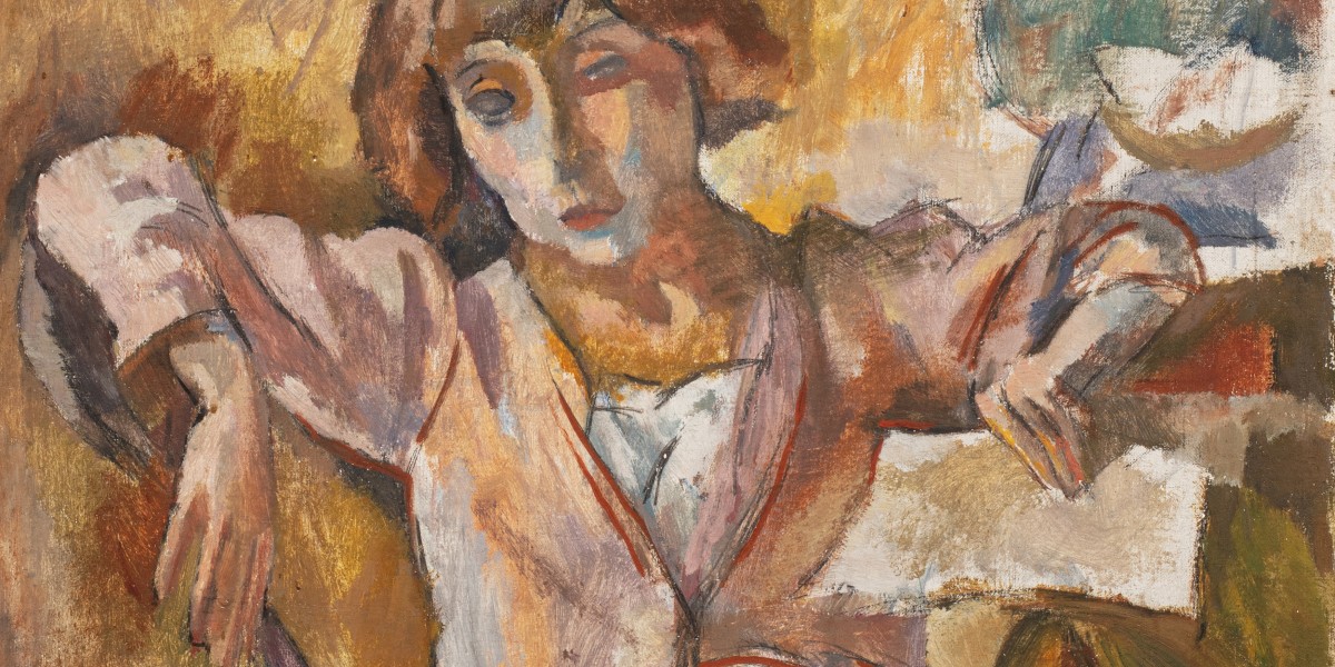 Portrait d'Hermine David en rose